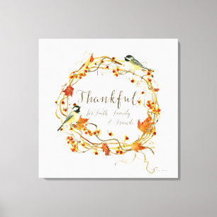 Fall Leaf Wreath Dankbarkeit Faith Family Friends Leinwanddruck