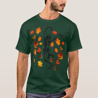 Fall Leaves Dancing Skeleton Halloween Costume Spo T-Shirt