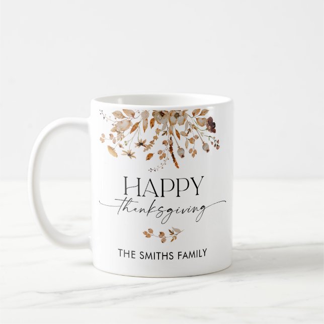 Fall Leaves Thanksgiving Dinner Mug Kaffeetasse (Links)
