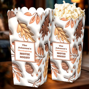 Fall Leaves Thanksgiving Name Movie Night Popcorn Geschenkschachtel