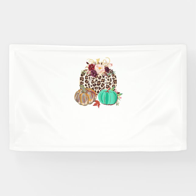 Fall Leopard Cheetah Pumpkin Rustikales Halloween  Banner (Horizontal)