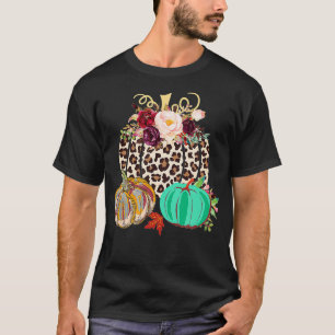 Fall Leopard Cheetah Pumpkin Rustikales Halloween T-Shirt