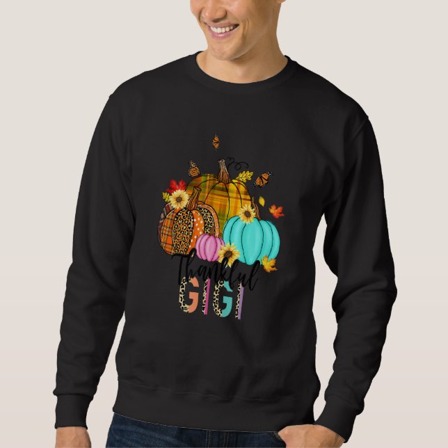 Fall Leopard Kariert Pumpkins Thankful Gigi Thanks Sweatshirt (Vorderseite)