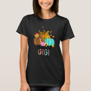 Fall Leopard Kariert Pumpkins Thankful Gigi Thanks T-Shirt