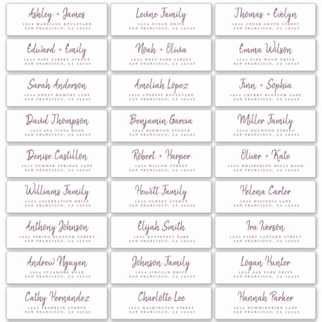 Fall Liebe Burgundy Script Guest Address Labels (Vorderseite)