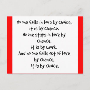 FALL LIEBE CHOICE CHANCE BLEIBE ARBEIT FALLT LIEBE POSTKARTE