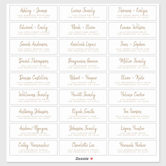 Fall Liebe Gold Script Guest Address Labels (Blatt)
