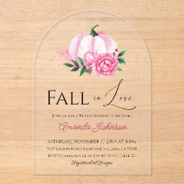 Fall Liebe Rosa Kürbis Rustikales Brautparty Acryleinladungen