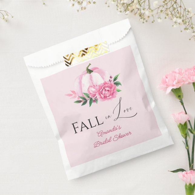 Fall Liebe Rosa Kürbis Rustikales Brautparty Geschenktütchen (Versiegelt)