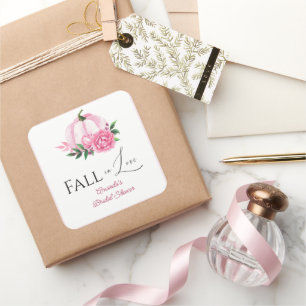 Fall Liebe Rosa Kürbis Rustikales Brautparty Quadratischer Aufkleber