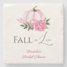 Fall Liebe Rosa Kürbis Rustikales Brautparty Steinuntersetzer