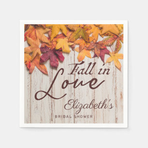 Fall Liebe Rustikales Holz Herbst verlässt Brautpa Serviette