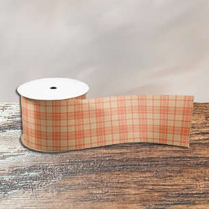 Fall Light Orange Tartan Pattern Ribbon Satinband