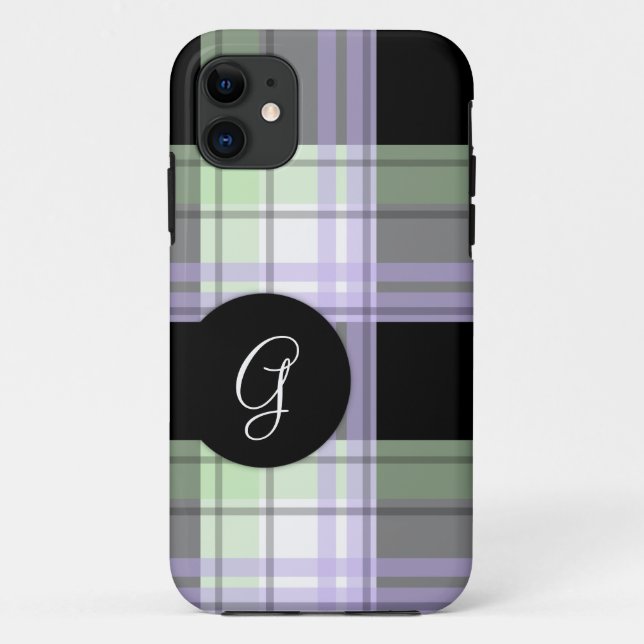 Fall lila Green Black Kariert Monogram iPhone 5 Case-Mate iPhone Hülle (Rückseite)