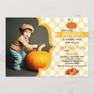 Fall Litanin Pumpkin Foto Geburtstagsparty Einladung