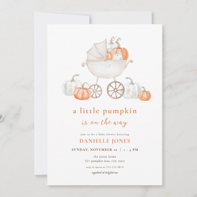 Fall Little Pumpkin Baby Dusche Einladung (Vorderseite)