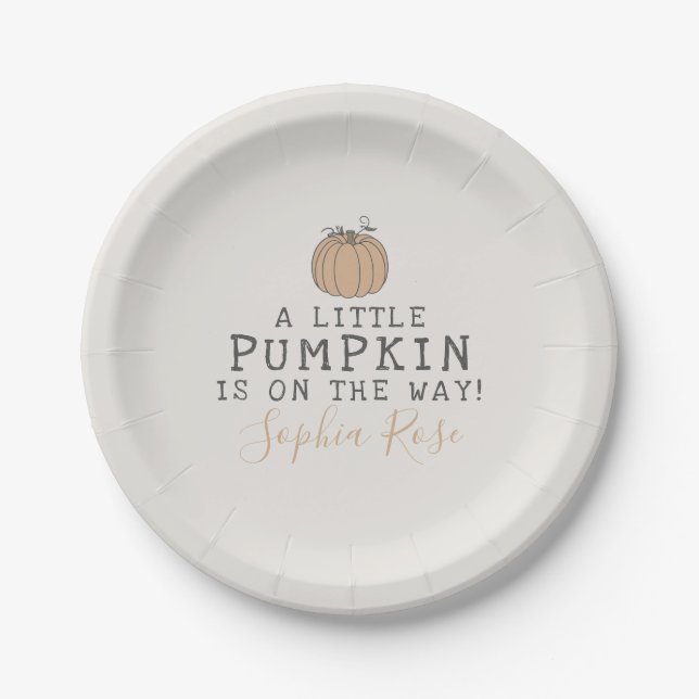 Fall Little Pumpkin Babydusche Pappteller (Vorderseite)