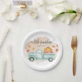Fall Little Pumpkin Farm Truck Baby Shower Dessert Pappteller