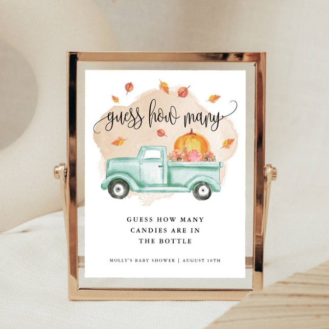 Fall Little Pumpkin Farm Truck schätzen wie viele  Poster (Von Creator hochgeladen)