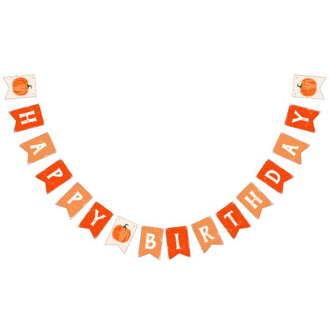 Fall Little Pumpkin Happy Birthday Bunting Banner (Alle)