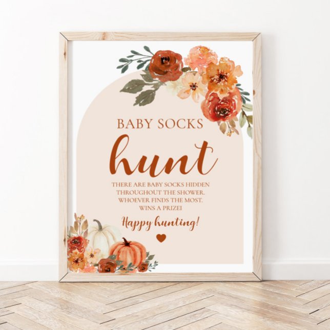 Fall LittlePumpkin Baby Sock Hunt Baby Shower Game Poster (Von Creator hochgeladen)