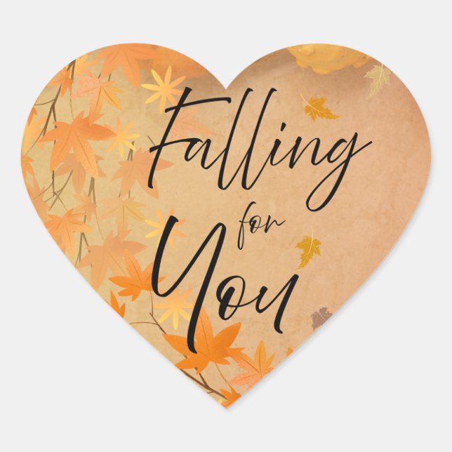 Fall Love Heart Sticker Parchment Leaves (Vorderseite)