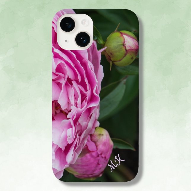 Fall "Lush Pink Peonies Monogram Case-Mate iPhone" iPhone Hülle (Von Creator hochgeladen)