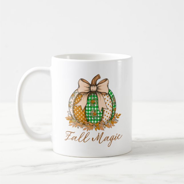 Fall Magic Patchwork Pumpkin Kaffee Tasse (Links)