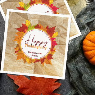 Fall Maple Blätter auf Papier Textur Erntedank Serviette