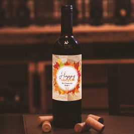 Fall Maple Blätter auf Papier Textur Erntedank Weinetikett