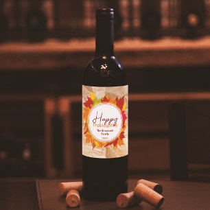 Fall Maple Blätter auf Papier Textur Erntedank Weinetikett