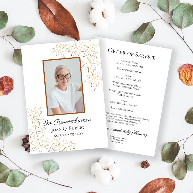 Fall Maple Blätter Edge Funeral Memorial Service Programm (Von Creator hochgeladen)