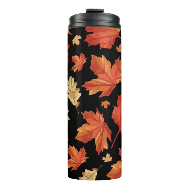 Fall Maple Blätter Erntedank Muster Thermosbecher (Vorderseite)
