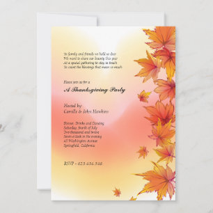 Fall Maple Blätter Erntedank Party Einladung