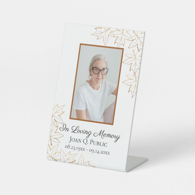 Fall Maple Blätter Feier Lebensbeerdigung Sockelschild (Vorderseite)