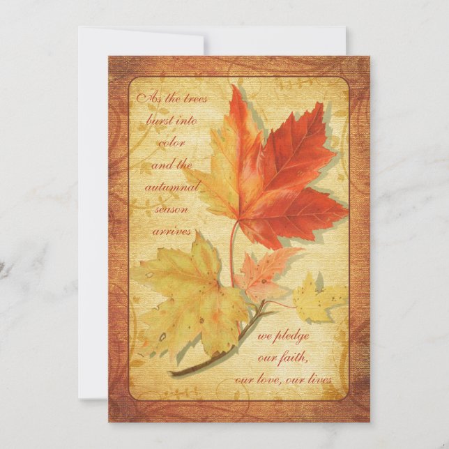 Fall Maple Blätter Hochzeit Einladung Ver Drei (Vorderseite)