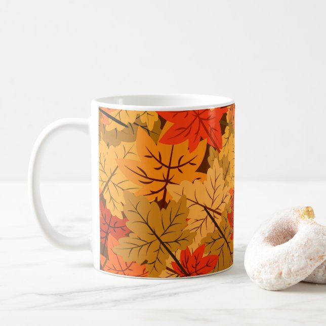 Fall Maple Blätter Kaffee Tasse (Mit Donut)