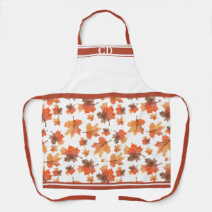 Fall Maple-Blätter Mehrfach-Print-Monogramm-Schürz Schürze