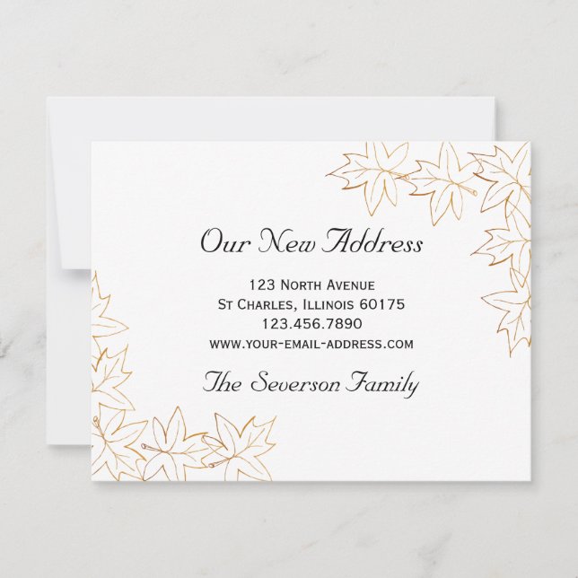 Fall Maple Blätter Neue Adressenankündigung Ankündigung (Vorderseite)