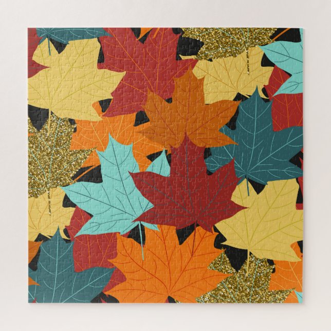 Fall Maple Blätter Vintag Illustration Puzzle (Vertikal)
