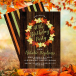 Fall Maple Blätter Wreath Imitate Wood Birthday Pa Einladung<br><div class="desc">Farbenfrohe Herbstapel Blätter in goldgelb,  rustikal orange,  rot und grün auf einem Imitat dunkle Nussbaumholz Hintergrund Geburtstagsparty Einladungen. Die Einladung kann für jedes Alter modifiziert werden. Originelles Design von Holiday Hearts Designs (alle Rechte vorbehalten).</div>