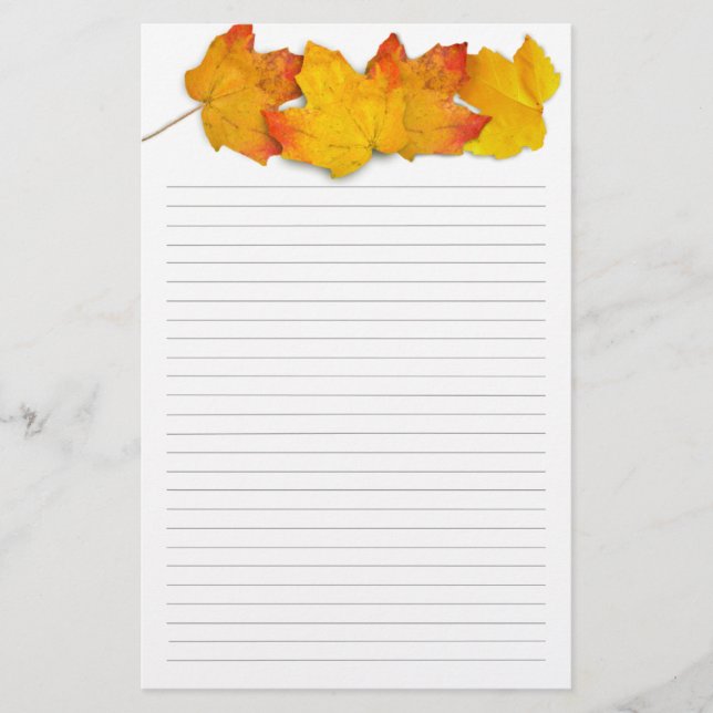 Fall Maple Leaf-Grenze, Schriftstück mit Linde Briefpapier (Vorderseite)