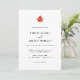 Fall Maple Leaf Moderne Minimalistische Hochzeit Einladung