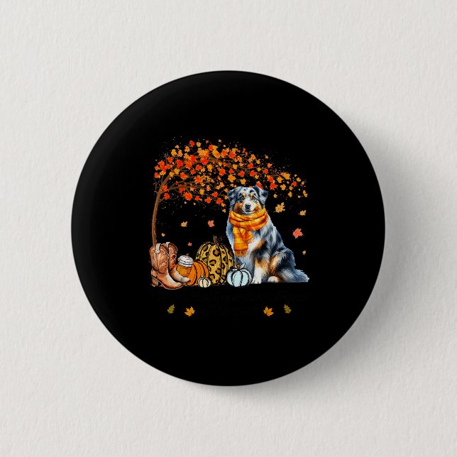 Fall Maple Tree Print Dog Lover Happy Thanksgiving Button (Vorderseite)