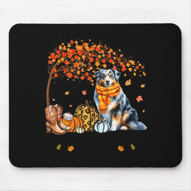 Fall Maple Tree Print Dog Lover Happy Thanksgiving Mousepad (Vorne)
