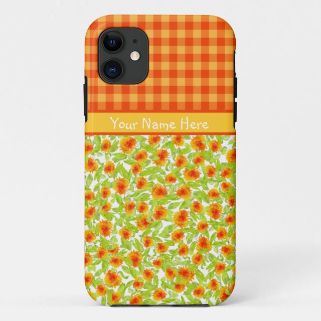 Fall Marigolds und Karo Gingham iPhone 5/5 Case-Mate iPhone Hülle (Rückseite)
