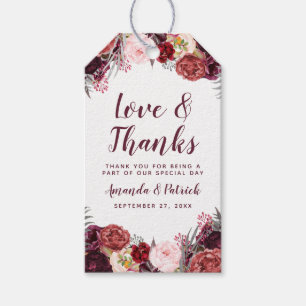 Fall Marsala Blush Pink Gastgeschenk Hochzeit Tags Geschenkanhänger