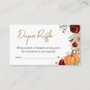 Fall Marsala Burgundy Floral Pumpkin Diaper Raffle Begleitkarte