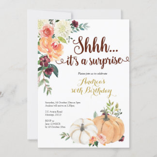 Fall Marsala Pumpkin Überraschung Geburtstagseinla Einladung