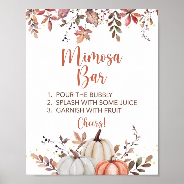 Fall Mimosa Bar Dusche Unterfall Pumpkins Poster (Vorne)